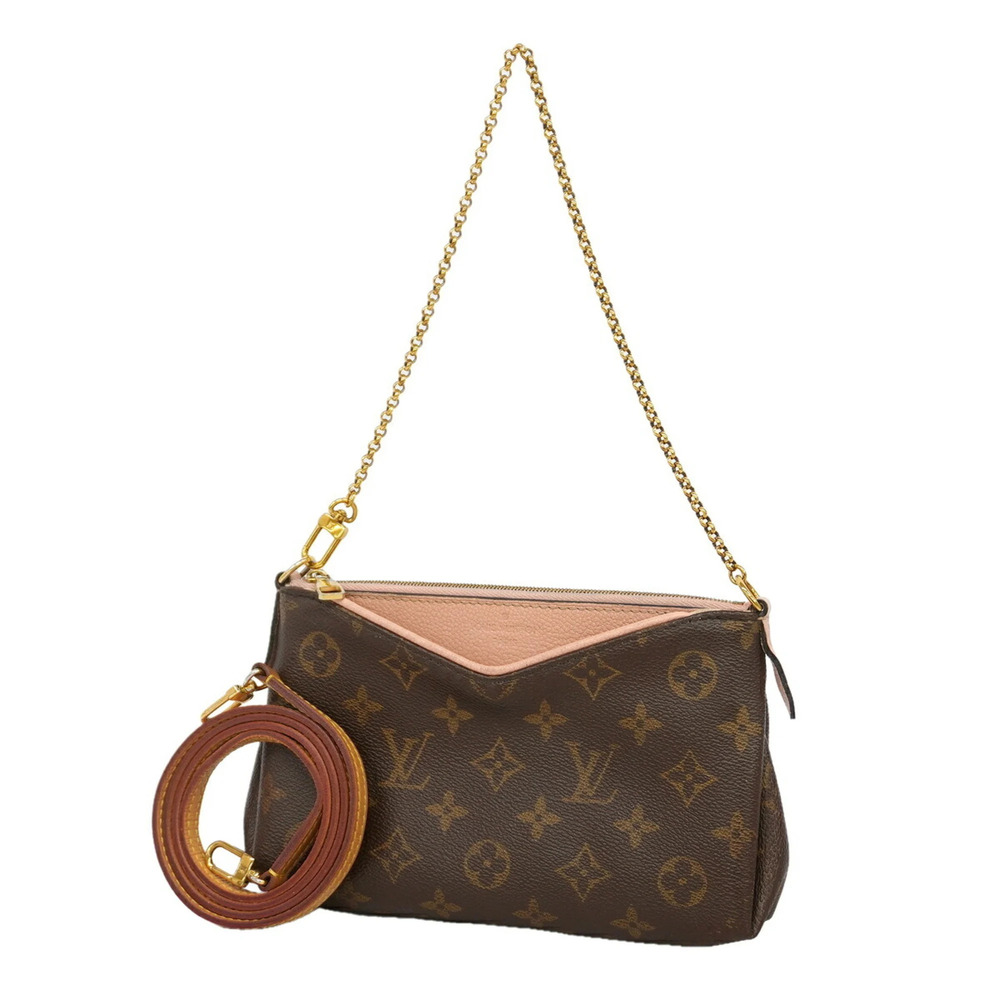 Louis Vuitton Monogram Pallas Clutch Handbag M44037 Rose Poudre 2-way bag for...